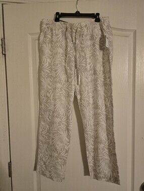GAP Linen Blend Pants Palm Print